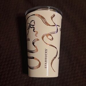 Starbucks Artistic Cream Tumbler with Brown Accents